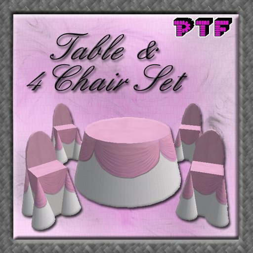 Second Life Marketplace Round Pink Baby Shower Party Table & 4 Chairs